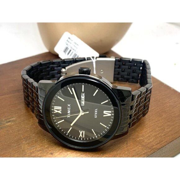 Timex Men's Watch TW2T50400 Quartz Black Dial Day Date Stainless Steel 41mm - Picture 8 of 14